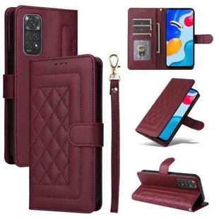 For Xiaomi Redmi Note 11s / 12s Diamond Lattice Leather Flip Phone Case(Wine Red)