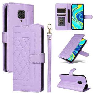 For Xiaomi Redmi Note 9s Diamond Lattice Leather Flip Phone Case(Light Purple)