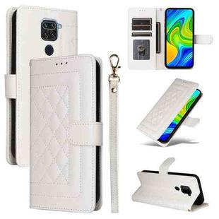 For Xiaomi Redmi Note 9 Diamond Lattice Leather Flip Phone Case(White)