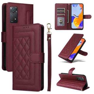 For Xiaomi Redmi Note 11 Pro Global Diamond Lattice Leather Flip Phone Case(Wine Red)