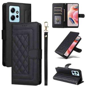 For Xiaomi Redmi Note 12 4G Diamond Lattice Leather Flip Phone Case(Black)