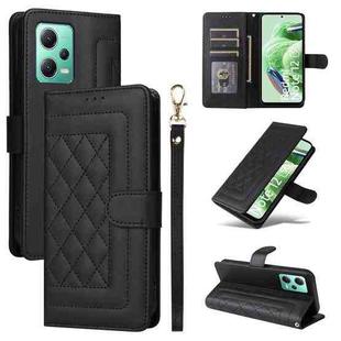 For Xiaomi Redmi Note 12 5G / Poco X5 Diamond Lattice Leather Flip Phone Case(Black)