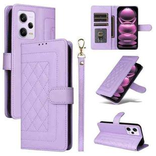 For Xiaomi Redmi Note 12 Pro 5G Diamond Lattice Leather Flip Phone Case(Light Purple)