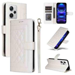 For Xiaomi Redmi Note 12 Pro+ Diamond Lattice Leather Flip Phone Case(White)