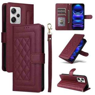 For Xiaomi Redmi Note 12 Pro+ Diamond Lattice Leather Flip Phone Case(Wine Red)