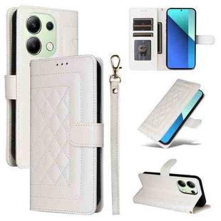 For Xiaomi Redmi Note 13 4G Diamond Lattice Leather Flip Phone Case(White)