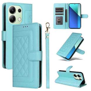 For Xiaomi Redmi Note 13 4G Diamond Lattice Leather Flip Phone Case(Mint Green)