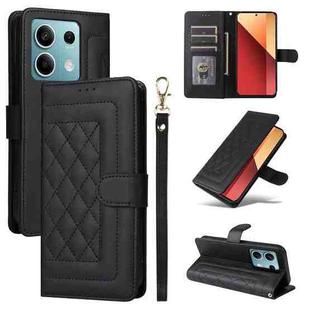 For Xiaomi Redmi Note 13 5G Diamond Lattice Leather Flip Phone Case(Black)