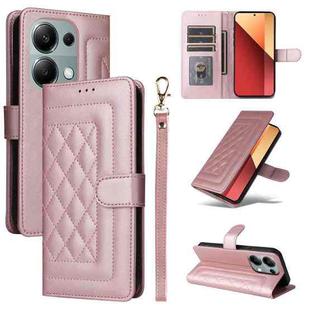 For Xiaomi Redmi Note 13 Pro 4G Diamond Lattice Leather Flip Phone Case(Rose Gold)