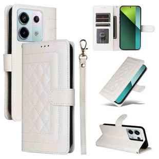 For Xiaomi Redmi Note 13 Pro 5G Diamond Lattice Leather Flip Phone Case(White)