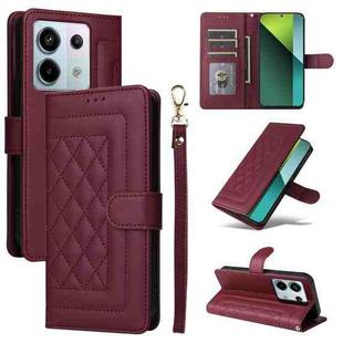 For Xiaomi Redmi Note 13 Pro 5G Diamond Lattice Leather Flip Phone Case(Wine Red)