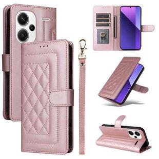 For Xiaomi Redmi Note 13 Pro+ 5G Diamond Lattice Leather Flip Phone Case(Rose Gold)