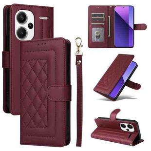 For Xiaomi Redmi Note 13 Pro+ 5G Diamond Lattice Leather Flip Phone Case(Wine Red)