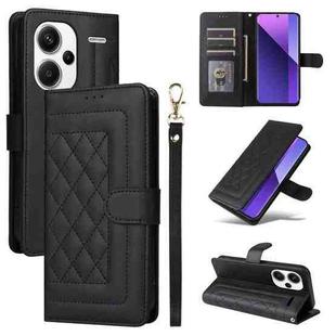 For Xiaomi Redmi Note 13 Pro+ 5G Diamond Lattice Leather Flip Phone Case(Black)