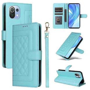For Xiaomi Mi 11 Lite Diamond Lattice Leather Flip Phone Case(Mint Green)