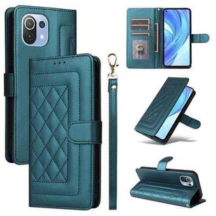 For Xiaomi Mi 11 Lite Diamond Lattice Leather Flip Phone Case(Green)