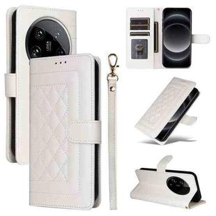 For Xiaomi 14 Ultra Diamond Lattice Leather Flip Phone Case(White)