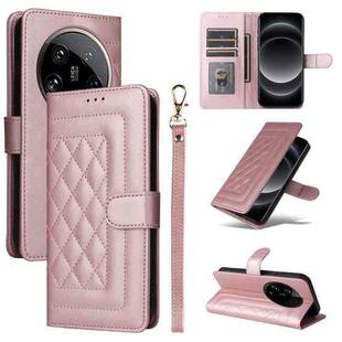 For Xiaomi 14 Ultra Diamond Lattice Leather Flip Phone Case(Rose Gold)