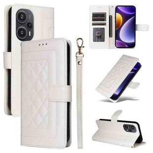 For Xiaomi Poco F5 Diamond Lattice Leather Flip Phone Case(White)