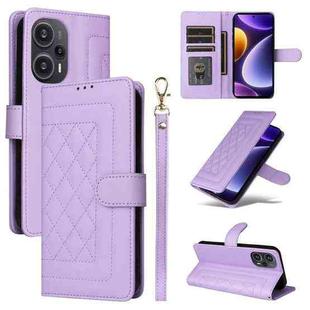 For Xiaomi Poco F5 Diamond Lattice Leather Flip Phone Case(Light Purple)