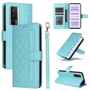 For Xiaomi Poco F5 Pro Diamond Lattice Leather Flip Phone Case(Mint Green)