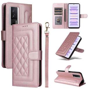 For Xiaomi Poco F5 Pro Diamond Lattice Leather Flip Phone Case(Rose Gold)