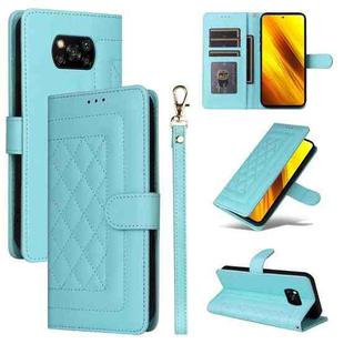 For Xiaomi Poco X3 NFC Diamond Lattice Leather Flip Phone Case(Mint Green)