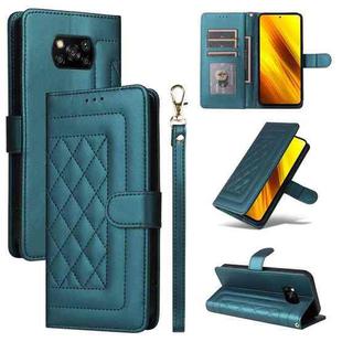 For Xiaomi Poco X3 NFC Diamond Lattice Leather Flip Phone Case(Green)