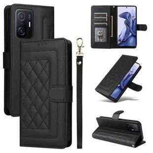 For Xiaomi 11T / 11T Pro Diamond Lattice Leather Flip Phone Case(Black)