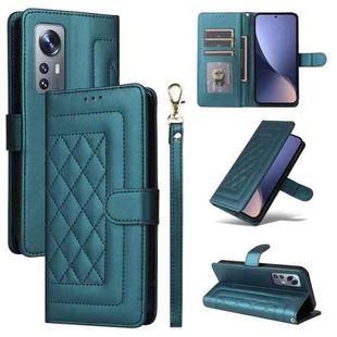 For Xiaomi 12 / 12X Diamond Lattice Leather Flip Phone Case(Green)
