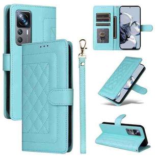 For Xiaomi 12T / 12T Pro Diamond Lattice Leather Flip Phone Case(Mint Green)