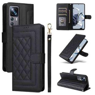 For Xiaomi 12T / 12T Pro Diamond Lattice Leather Flip Phone Case(Black)