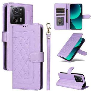 For Xiaomi 13T / 13T Pro Diamond Lattice Leather Flip Phone Case(Light Purple)