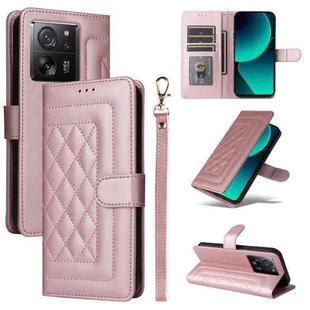 For Xiaomi 13T / 13T Pro Diamond Lattice Leather Flip Phone Case(Rose Gold)