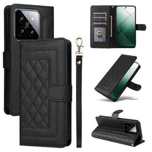 For Xiaomi 14 5G Diamond Lattice Leather Flip Phone Case(Black)