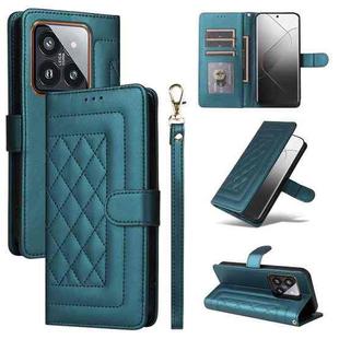 For Xiaomi 14 Pro 5G Diamond Lattice Leather Flip Phone Case(Green)
