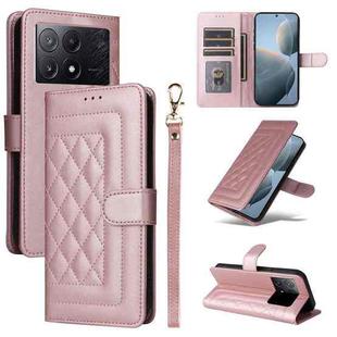 For Xiaomi Poco X6 Pro 5G Diamond Lattice Leather Flip Phone Case(Rose Gold)