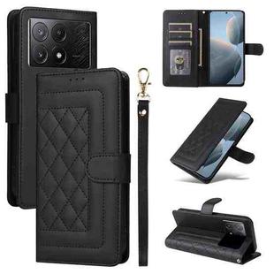 For Xiaomi Poco X6 Pro 5G Diamond Lattice Leather Flip Phone Case(Black)