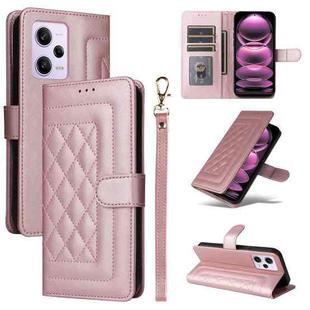 For Xiaomi Poco X5 Pro Diamond Lattice Leather Flip Phone Case(Rose Gold)