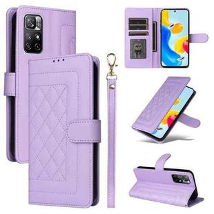 For Xiaomi Poco M4 Pro 5G Diamond Lattice Leather Flip Phone Case(Light Purple)