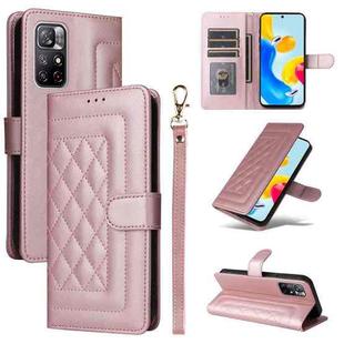 For Xiaomi Poco M4 Pro 5G Diamond Lattice Leather Flip Phone Case(Rose Gold)