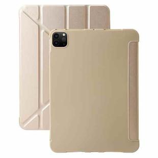 For iPad Pro 11 2024 TPU Deformation Flip Leather Tablet Case with Holder(Gold)