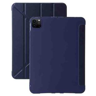 For iPad Pro 13 2024 TPU Deformation Flip Leather Tablet Case with Holder(Dark Blue)