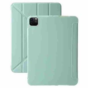 For iPad Pro 13 2024 TPU Deformation Flip Leather Tablet Case with Holder(Mint Green)