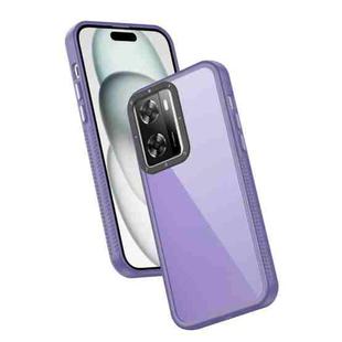 For OPPO A57 4G Frame Two Color Lens Ring TPU Phone Case(Purple)