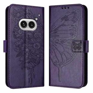 For Nothing Phone 2a Embossed Butterfly Leather Phone Case(Dark Purple)