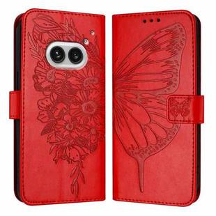 For Nothing Phone 2a Embossed Butterfly Leather Phone Case(Red)