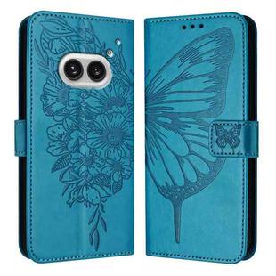 For Nothing Phone 2a Embossed Butterfly Leather Phone Case(Blue)