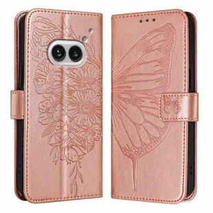 For Nothing Phone 2a Embossed Butterfly Leather Phone Case(Rose Gold)