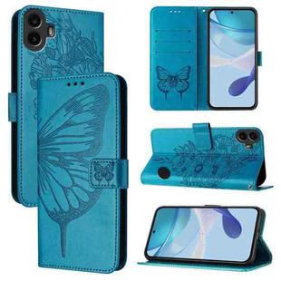 For Nothing CMF Phone 1 Embossed Butterfly Leather Phone Case(Blue)